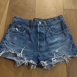 Levi's Blue Distressed Jean Shorts